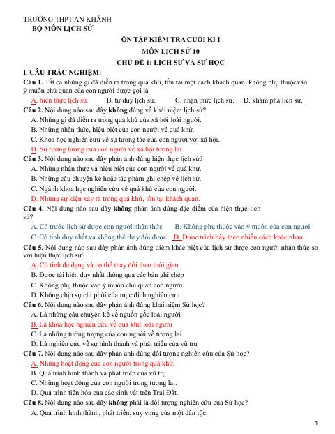 Đề cương ôn tập Học kì 1 Lịch sử 10 năm 2025–2026 trường THPT An Khánh (Cần Thơ)